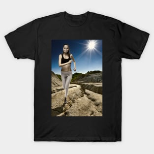 Athlete running with the sun behind T-Shirt